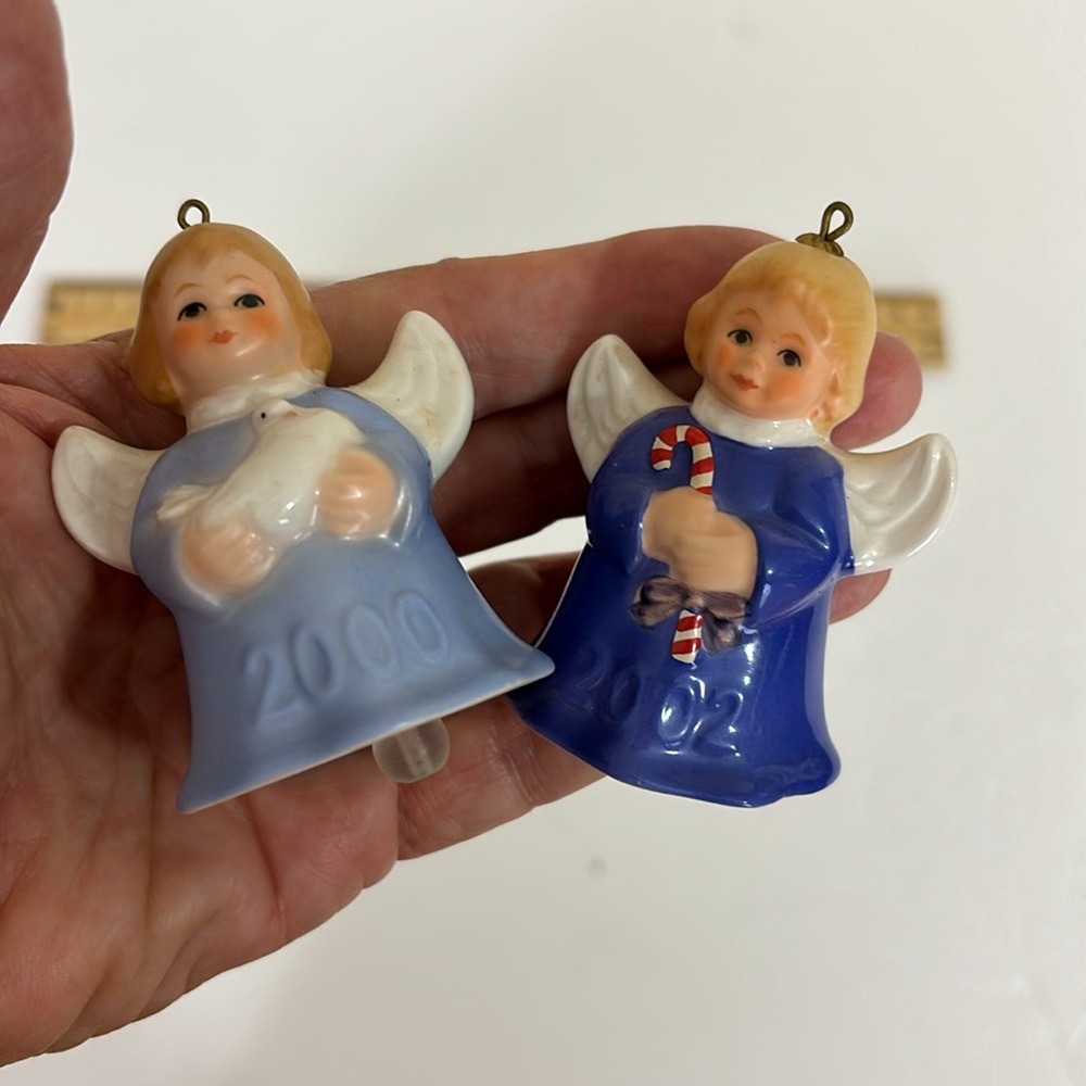 Lot of 2 Goebel Annual Angel Christmas Bell Ornaments 2000 and 2002